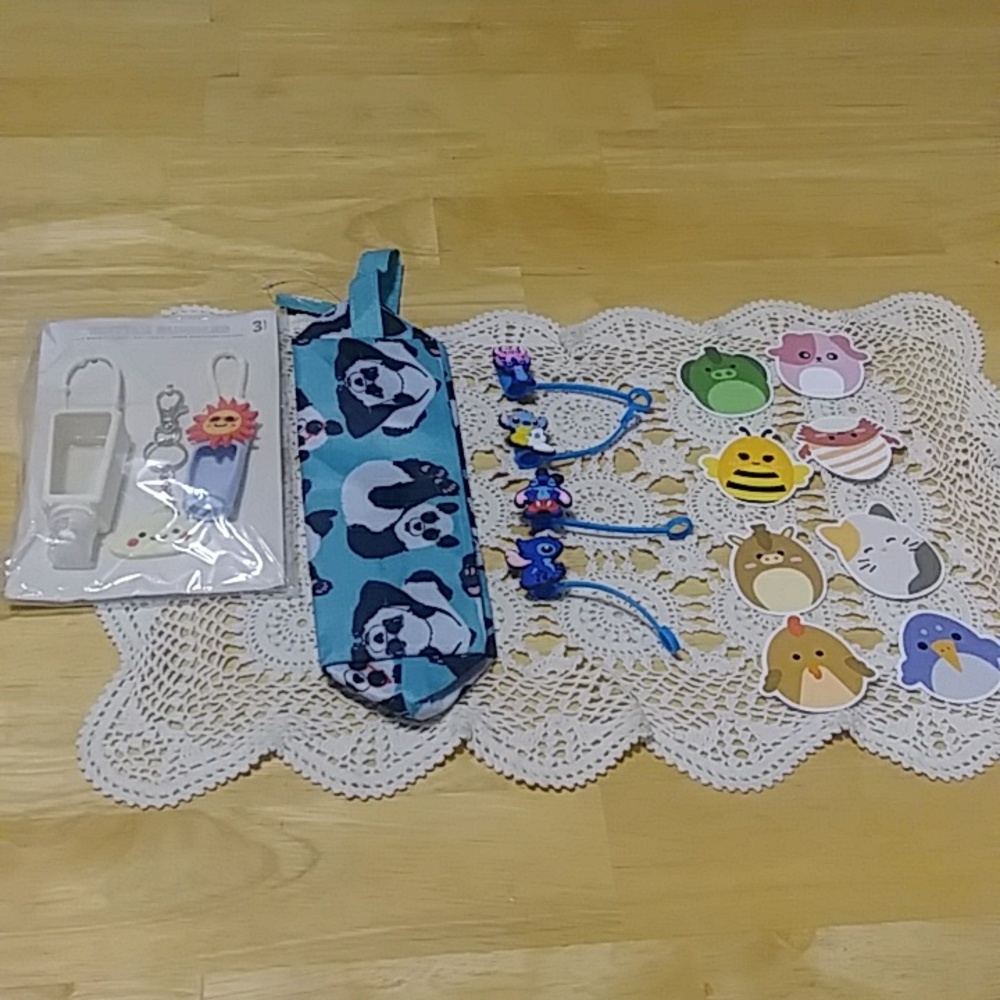 Bottle bundles - lip balm holders. sanitizer holders, keychains, Stickers, Bag